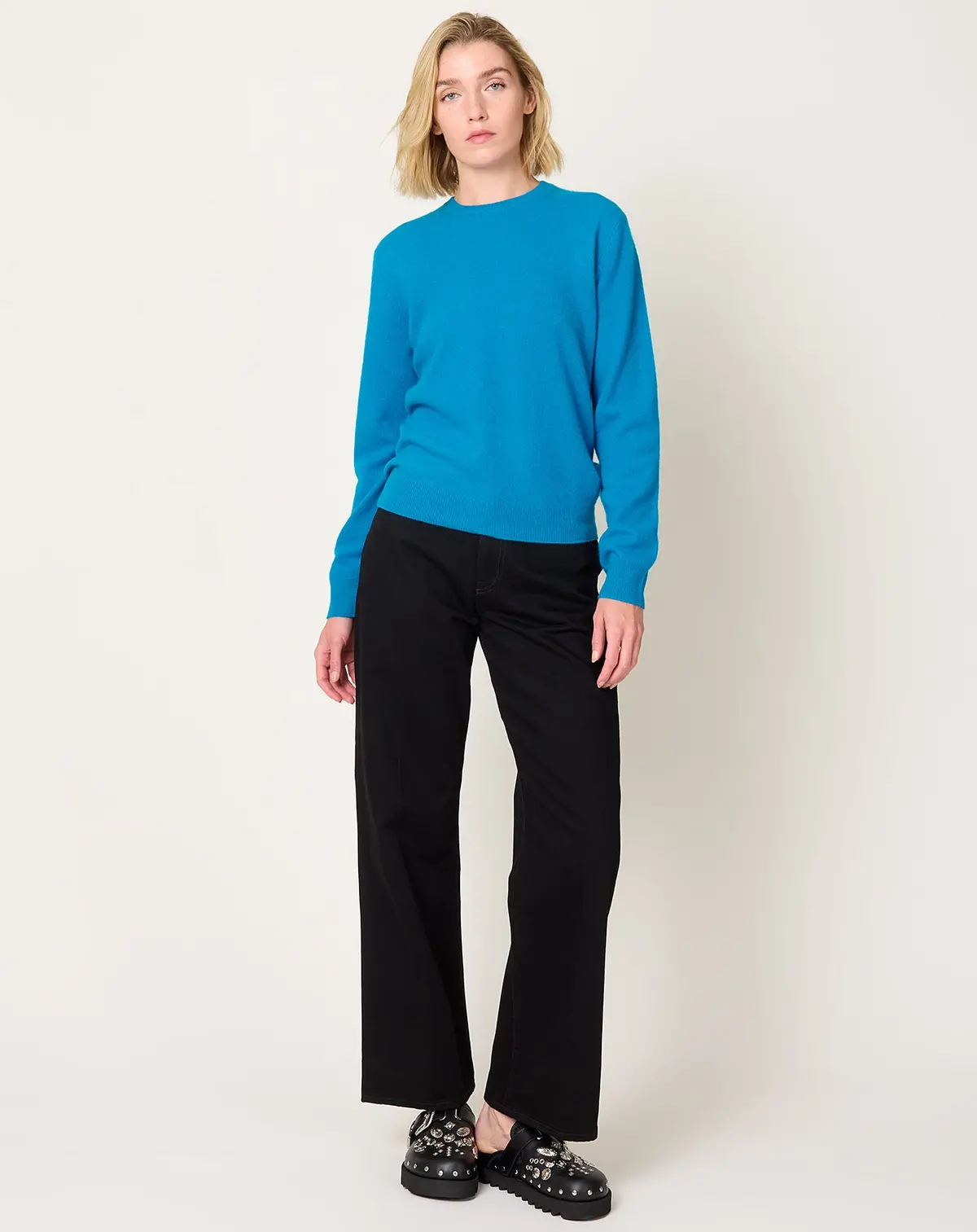 Mini R Neck Sweater In Electric Blue 1