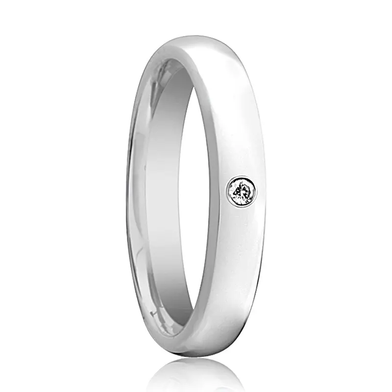 Gale | Womens Tungsten Ring, Diamond Setting, Domed 1
