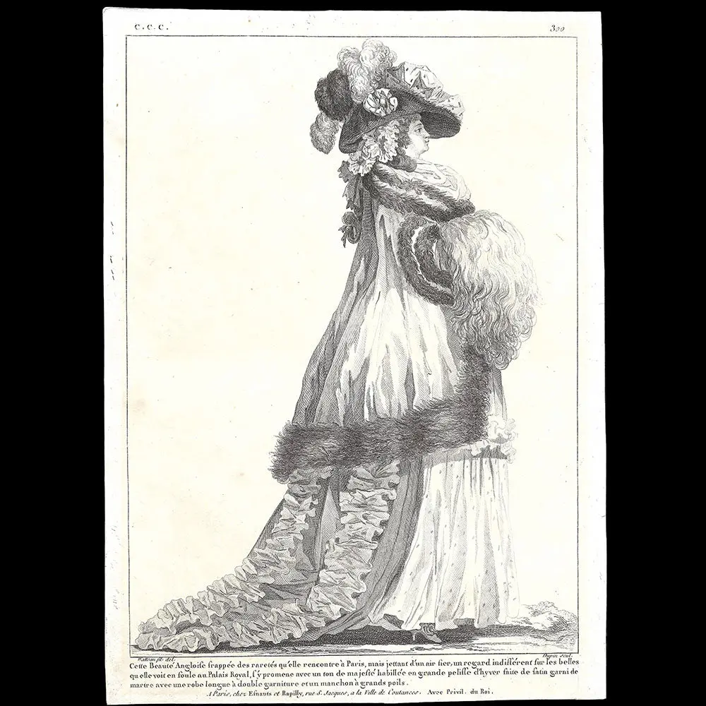 Gallerie Des Modes Et Costumes Français, 1778-1787, Gravure N° Ccc 300, Beauté Angloise Par Watteau (1785) 1