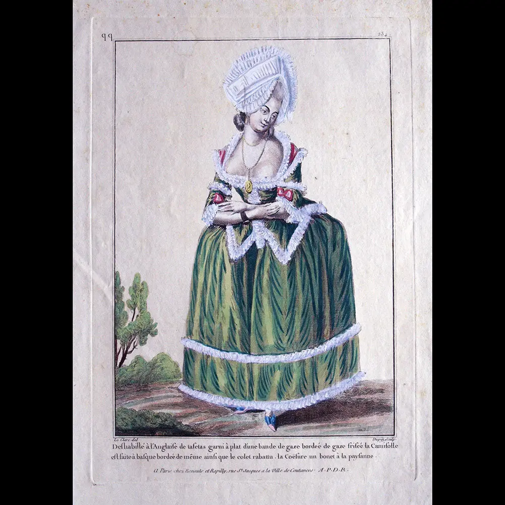 Gallerie Des Modes Et Costumes Français, Gravure N° Qq 234, Déshabillé À L'anglaise De Taffetas Garni (1782) 1