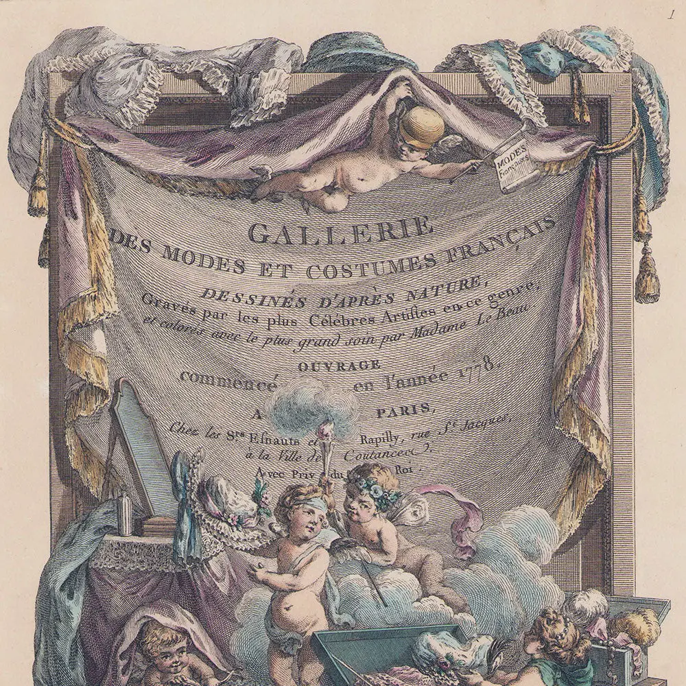 Gallerie Des Modes Et Costumes Français, 1778-1787, Gravure N°1, Page Titre - Frontispice (1778), Reproduction Postérieure Du Xixème Siècle 2