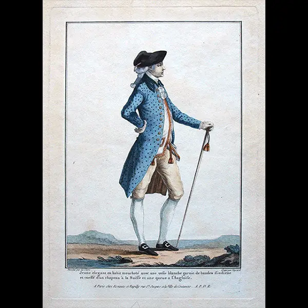 Gallerie Des Modes Et Costumes Français, 1778-1787, Gravure N° J 52, Jeune Élégant Par Leclerc (1778) 1