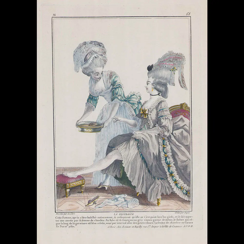 Gallerie Des Modes Et Costumes Français, 1778-1787, Gravure N° M 68, La Distraite (1778) 1