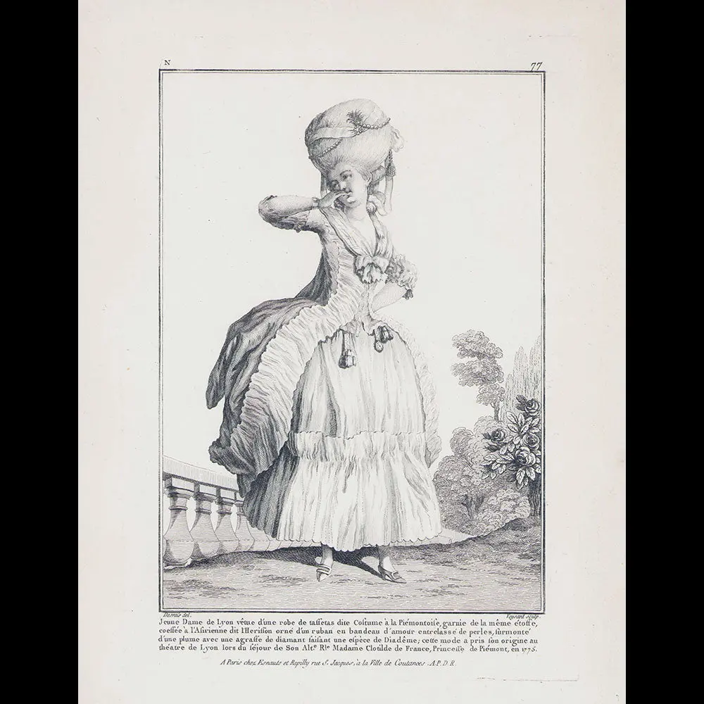 Gallerie Des Modes Et Costumes Français, 1778-1787, Gravure N° N 77, Jeune Dame De Lyon (1778) 1