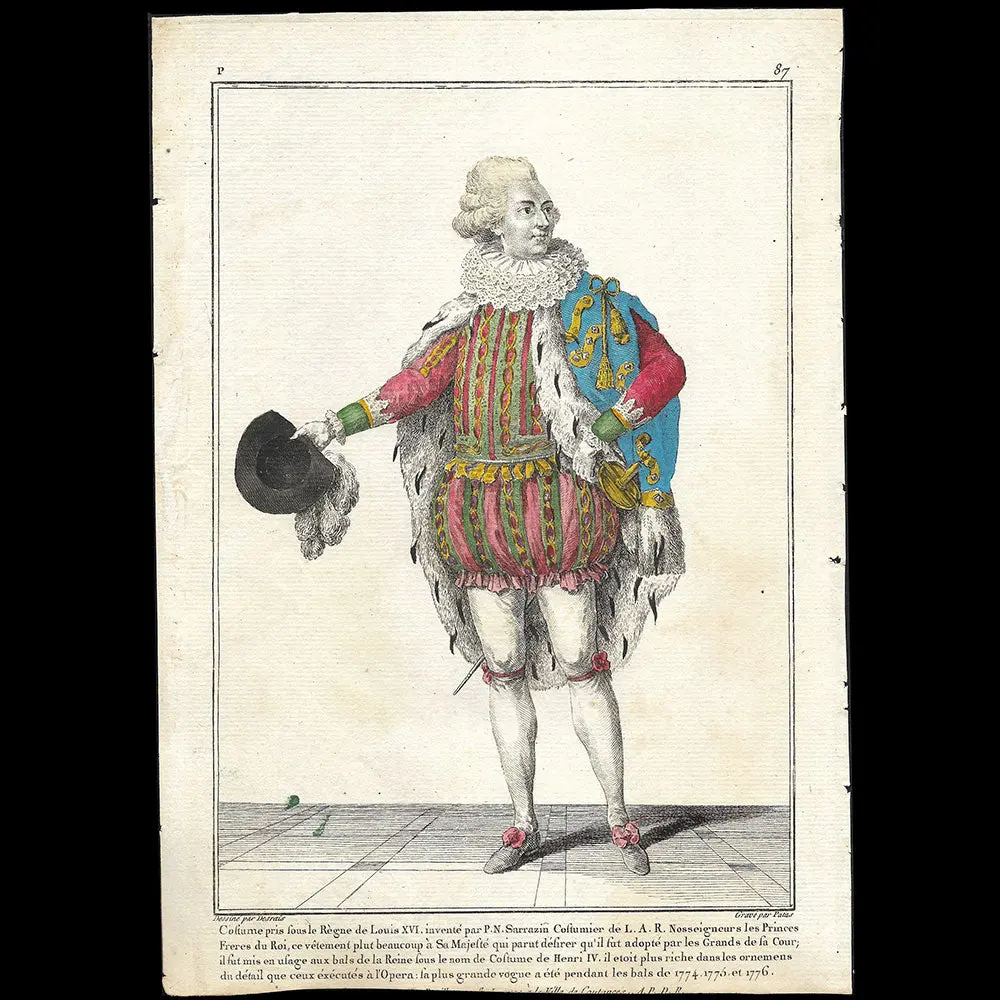 Gallerie Des Modes Et Costumes Français, 1778-1787, Gravure N° P 87, Costume Pris Sous Le Règne De Louis Xvi (1778) 1