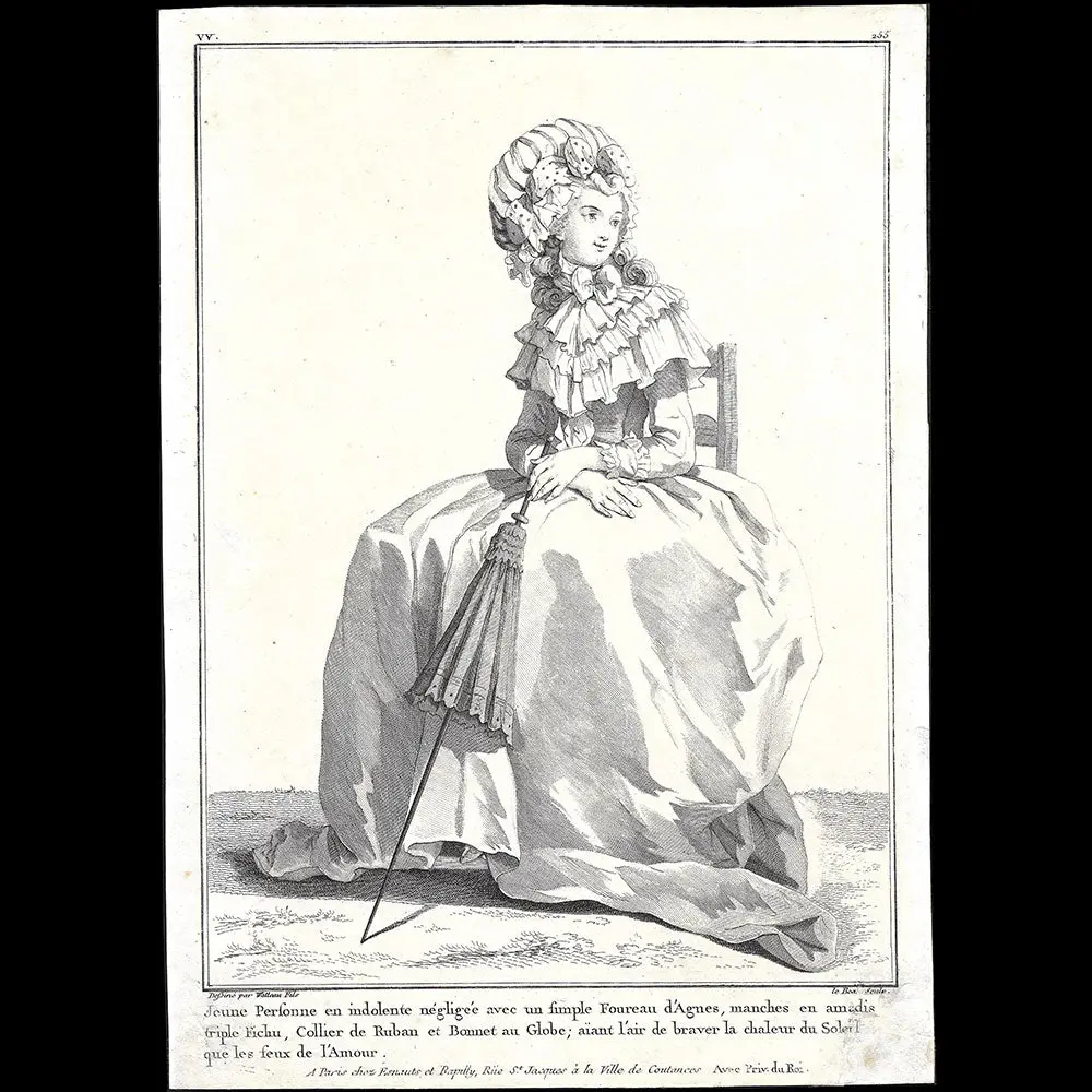 Gallerie Des Modes Et Costumes Français, 1778-1787, Gravure N° Vv 255, Jeune Personne En Indolente Par Watteau (1784) 1