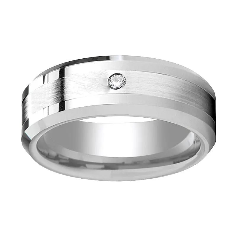 Gautier | Tungsten Ring Palladium Inlay With Diamond 4