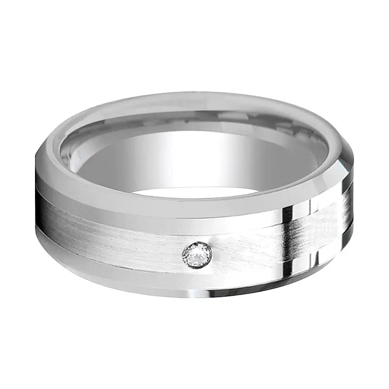Gautier | Tungsten Ring Palladium Inlay With Diamond 3