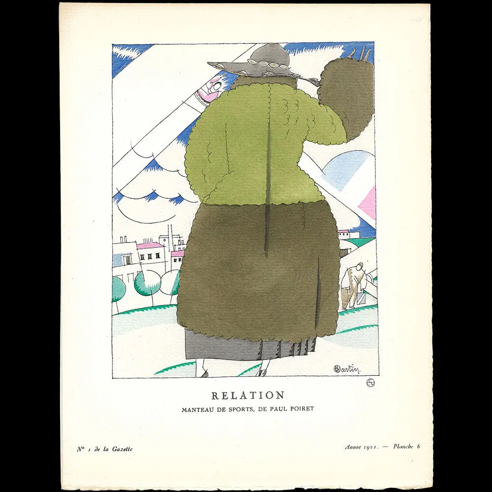 Gazette Du Bon Ton - Relation, Manteau De Sports De Paul Poiret, Planche De Charles Martin (N°1, 1921) 1