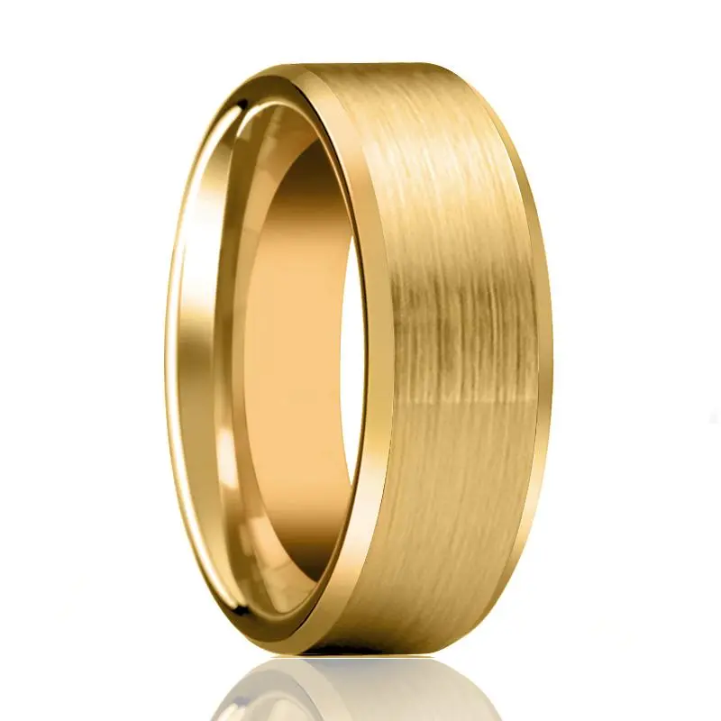 Gemini | Gold Tungsten Ring, Brushed, Beveled 1