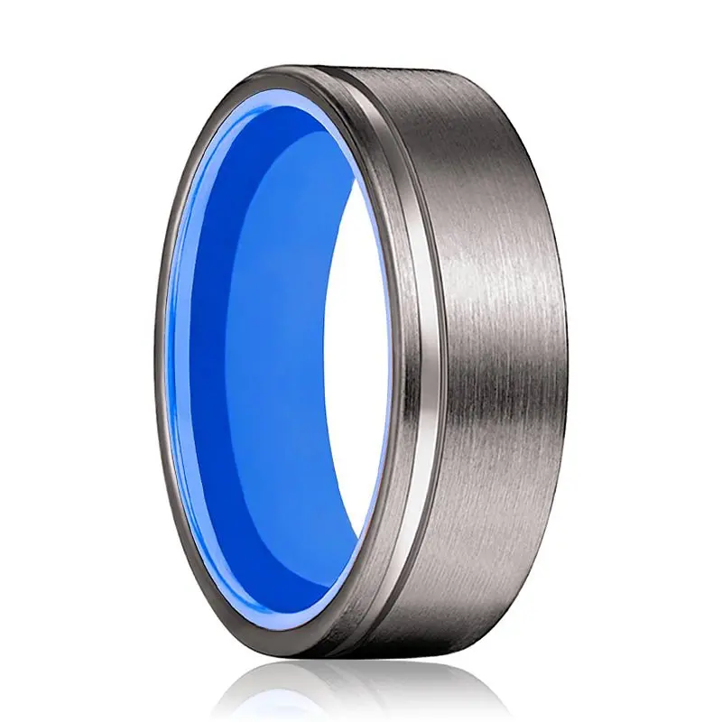Genie | Blue Ring, Gunmetal Tungsten Offset Groove 1