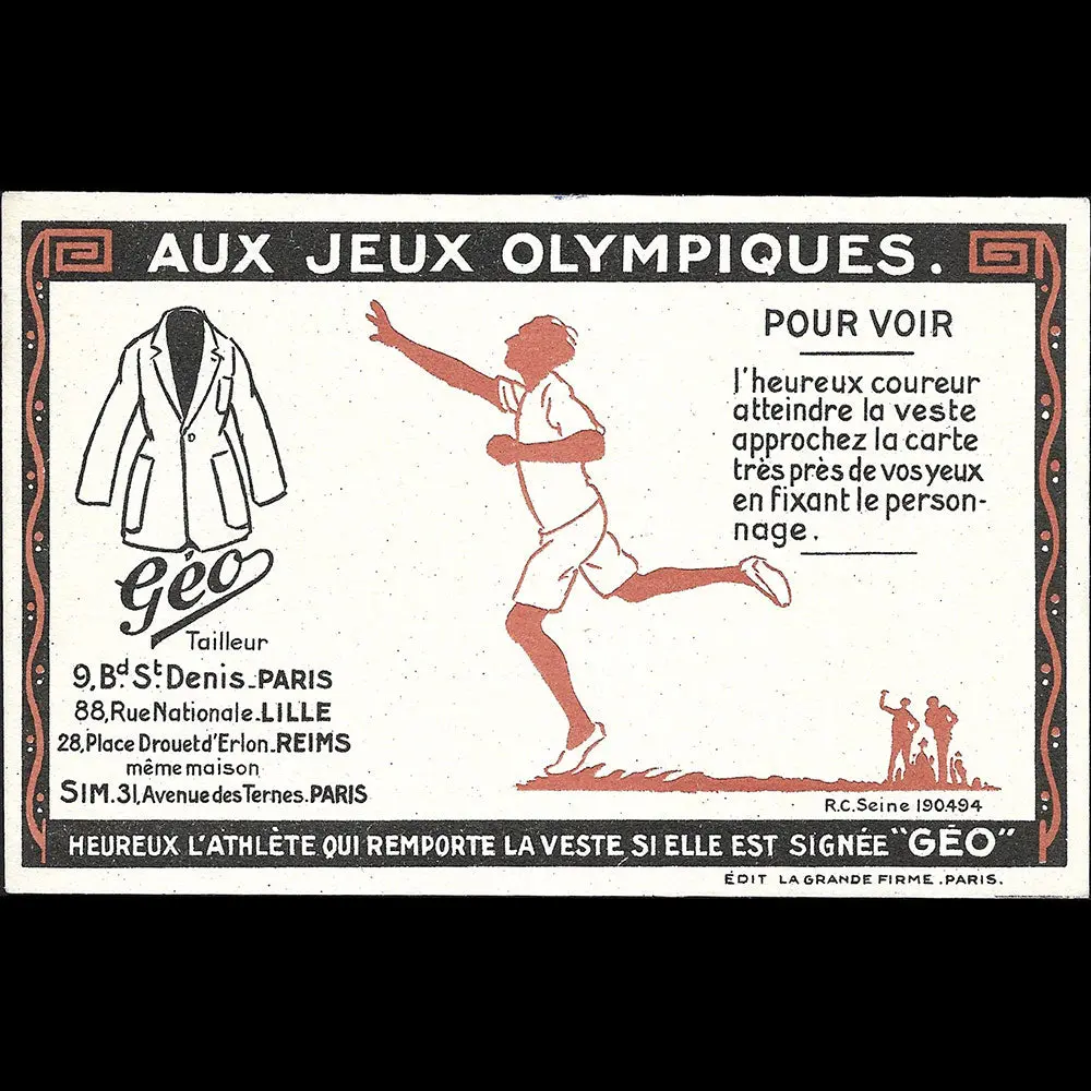 Geo - Aux Jeux Olympiques, Carte Illustrée Du Tailleur (1924) 1