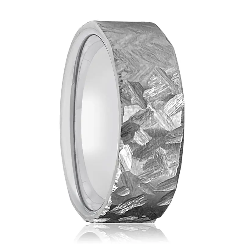 Ghost | Silver Ring, Silver Titanium Ring, Hammered, Flat 1