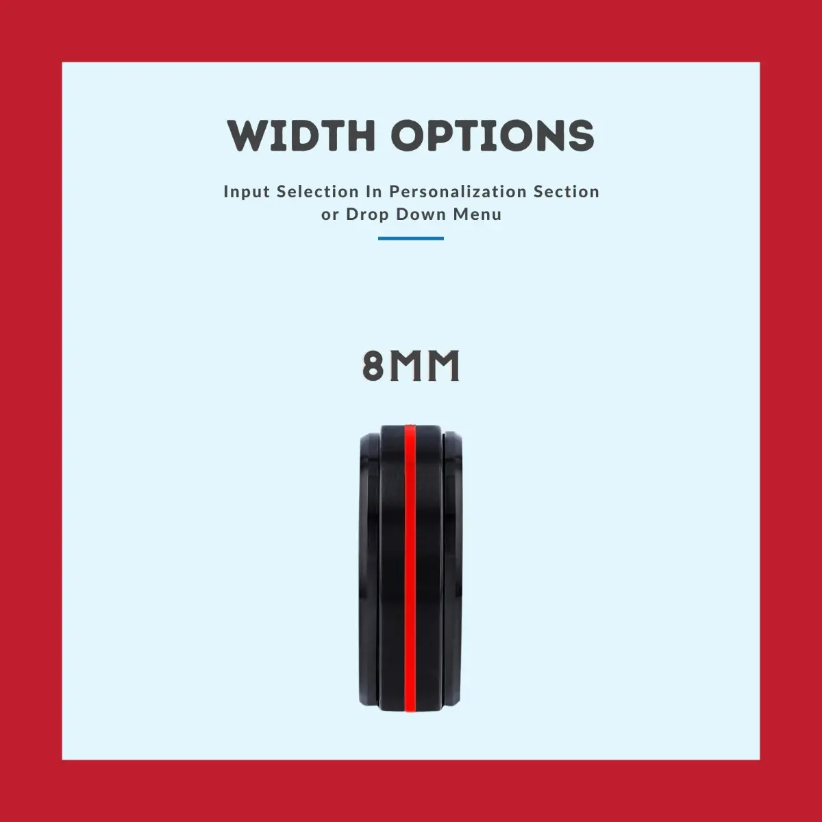 Gilly | Blue & Red Wood, Black Tungsten Ring, Red Groove, Stepped Edge 3