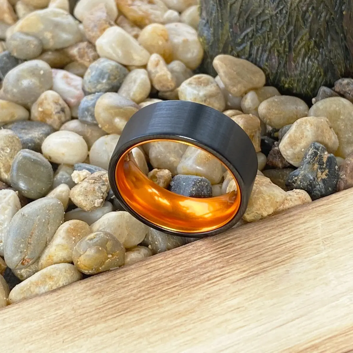 Ginger | Orange Ring, Black Flat Brushed Tungsten Ring 4