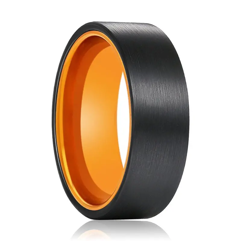 Ginger | Orange Ring, Black Flat Brushed Tungsten Ring 1
