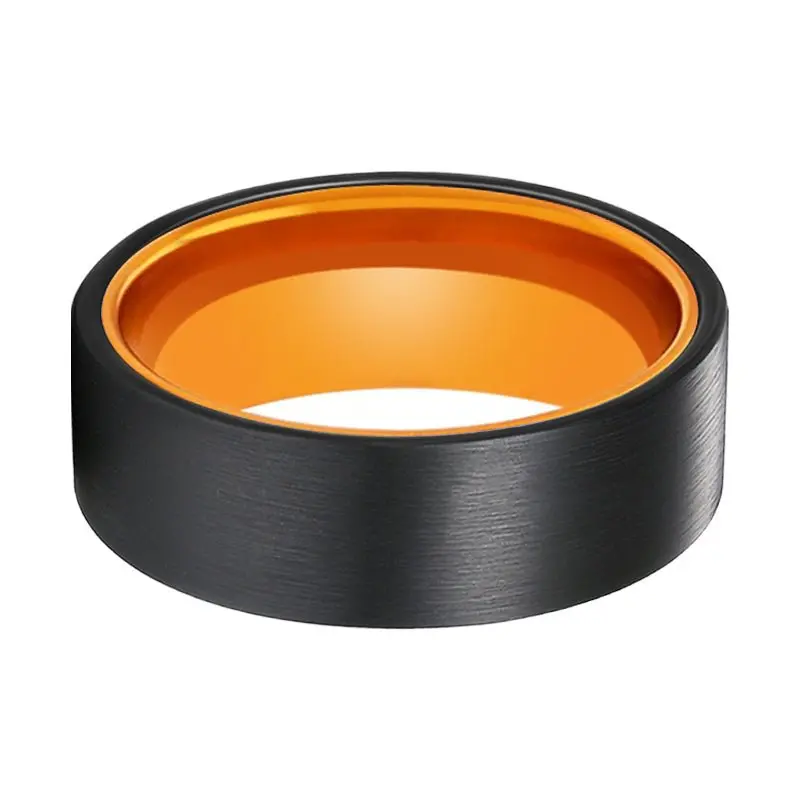 Ginger | Orange Ring, Black Flat Brushed Tungsten Ring 3