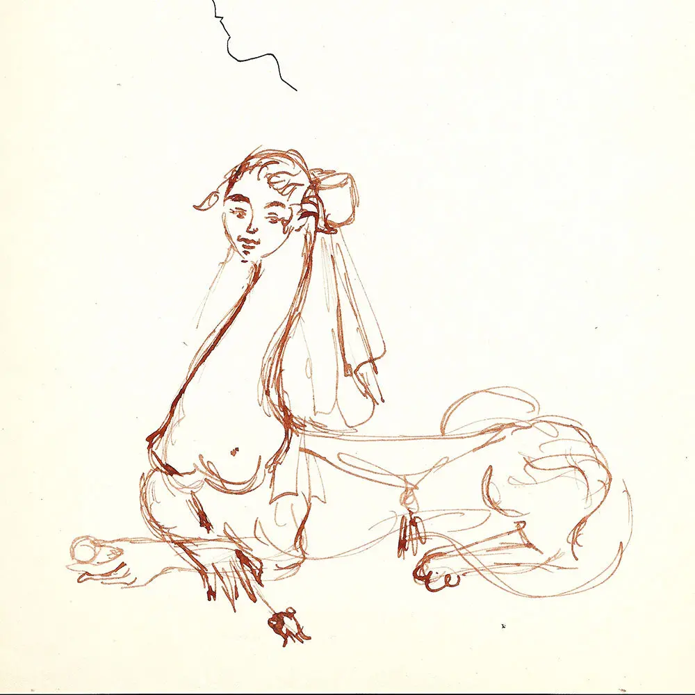 Givenchy - Les Deux Sphinges, Dessins De Janine Janet Pour Une Vitrine (1956) 2