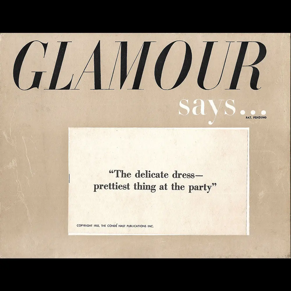 Glamour - Réunion De 3 Cartons Publicitaires Glamour Says... (1955) 1