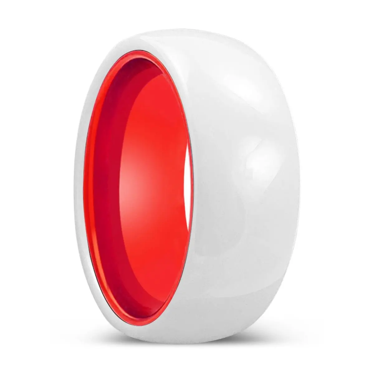 Glint | Red Ring, White Ceramic Ring, Domed 1
