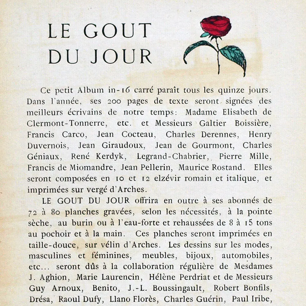 Le Goût Du Jour - Annonce De La Parution De La Revue (1920) 2