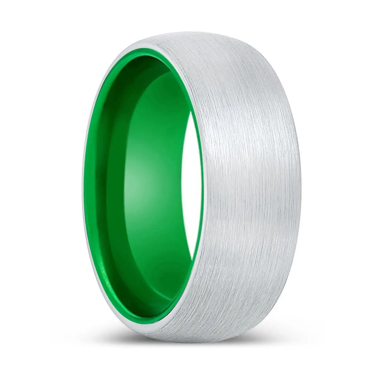 Governor| Green Ring, White Tungsten Ring, Brushed, Domed 1