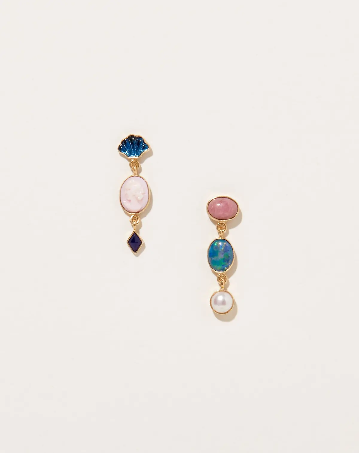 Rhodochrosite Three Charm Moving Drop Earrings 1