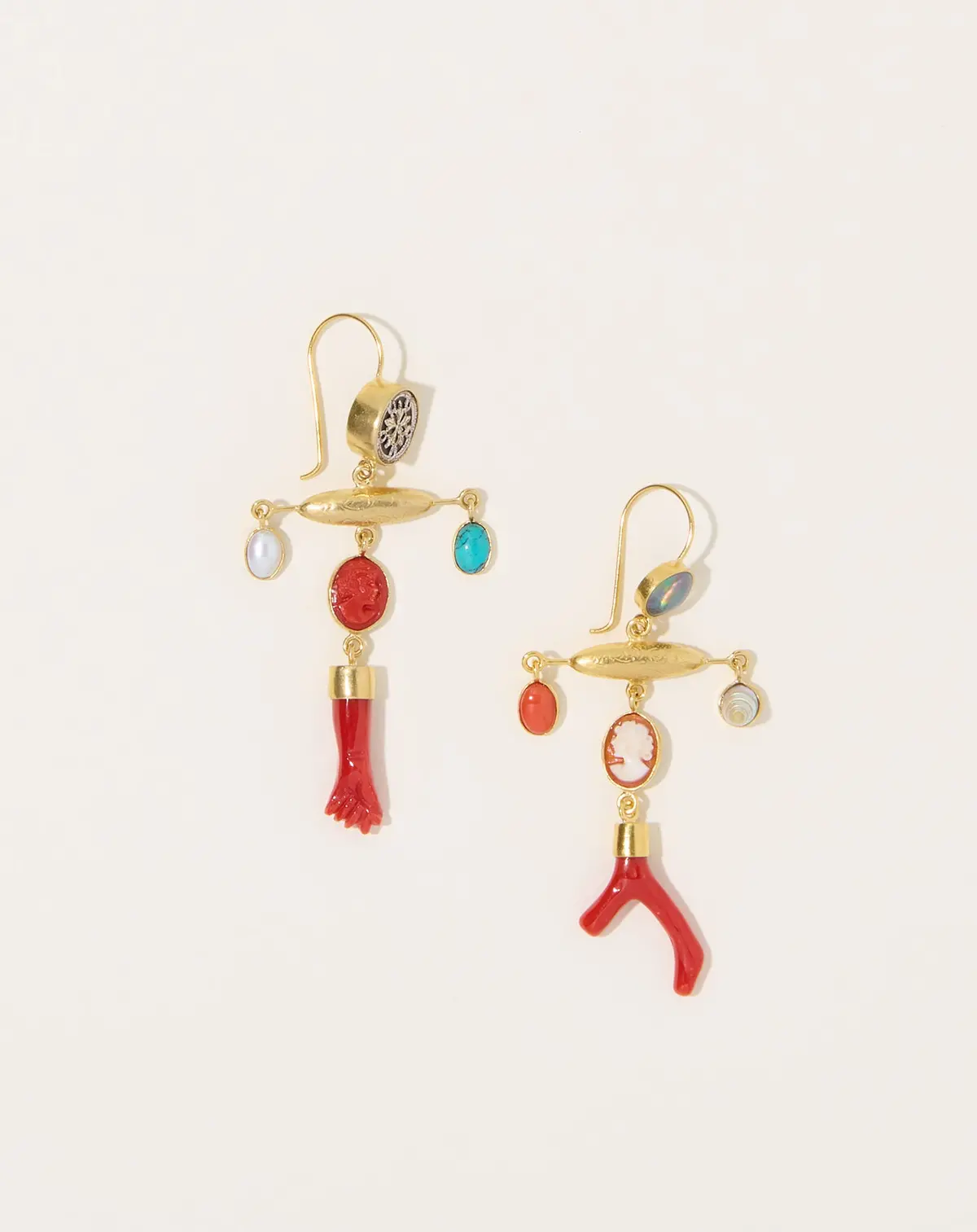 Coral And Turquoise Balance Drop Earrings 1