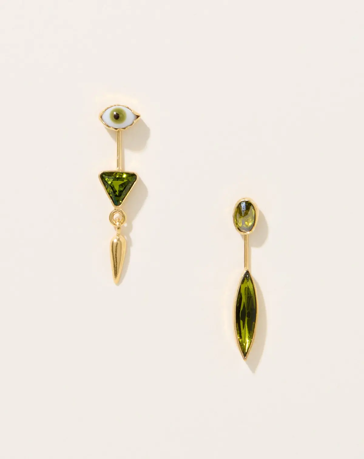 Detachable Victorian Drop Earrings In Green 1