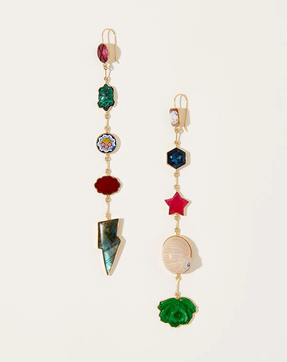 Long Lightening & Flower Drop Earrings 1