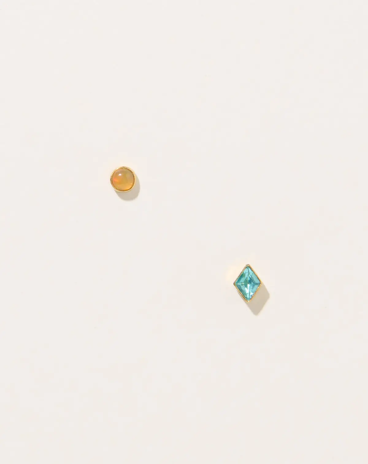 Mismatched Blue Diamond And Citrine Studs 1