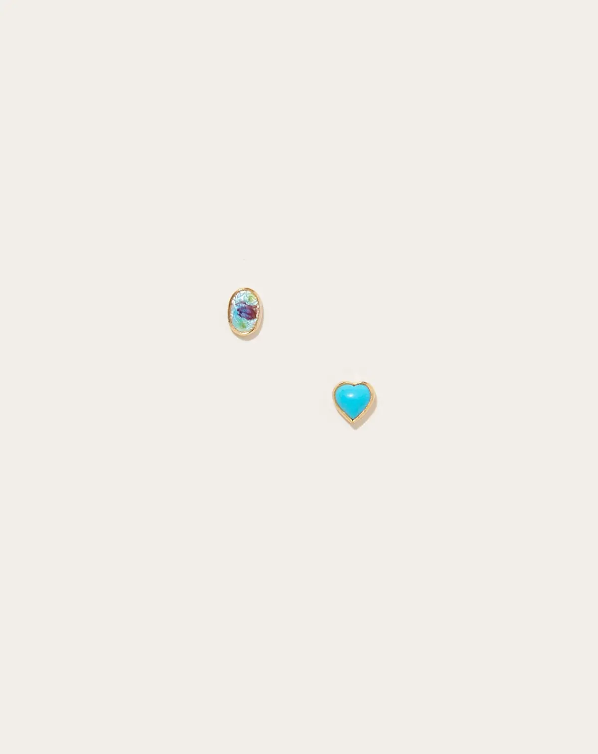 Mismatched Enamel And Turquoise Studs 1