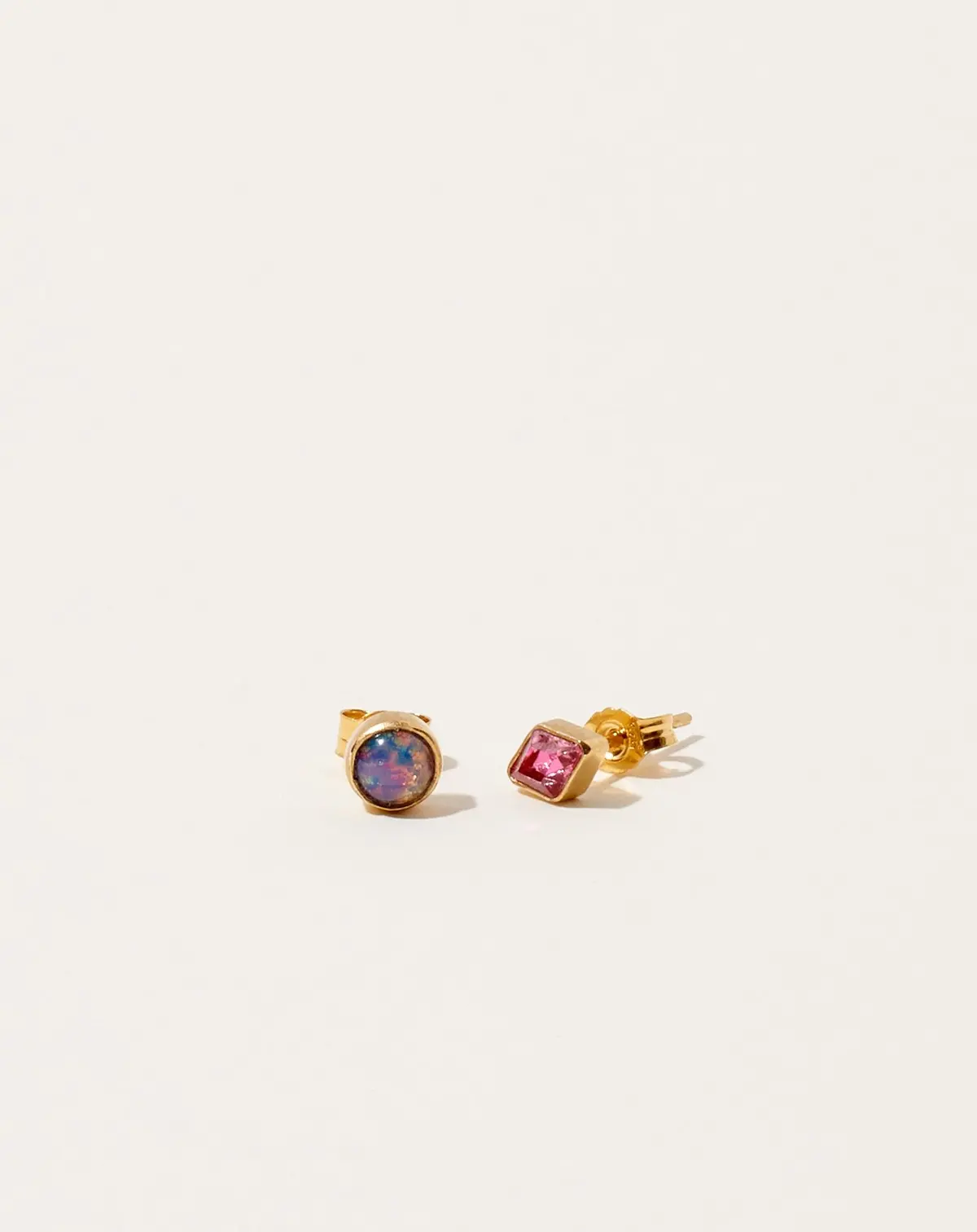 Mismatched Pink Diamond Studs 1