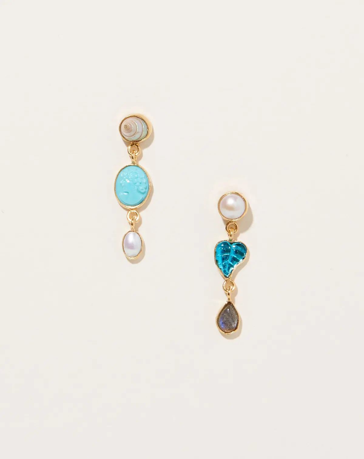 Turquoise Three Charm Moving Drop Earrings 1