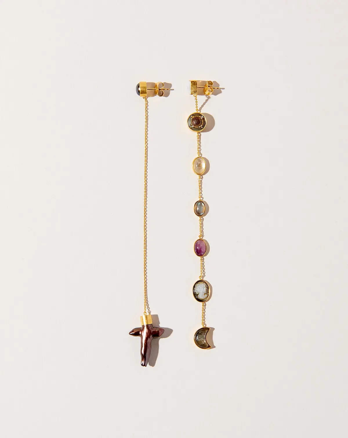 Extra Long Mismatched Chain Drop Earrings 1