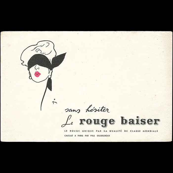 René Gruau - Rouge Baiser, Buvard De Baudecroux (Circa 1949) 1