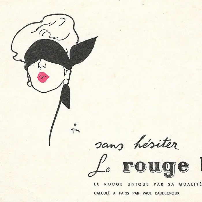 René Gruau - Rouge Baiser, Buvard De Baudecroux (Circa 1949) 2