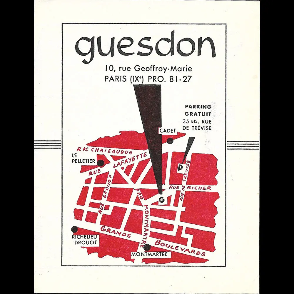 Guesdon - Tailleur, Chemisier, Chausseur, 10 Rue Geoffroy Marie À Paris (1930S) 1