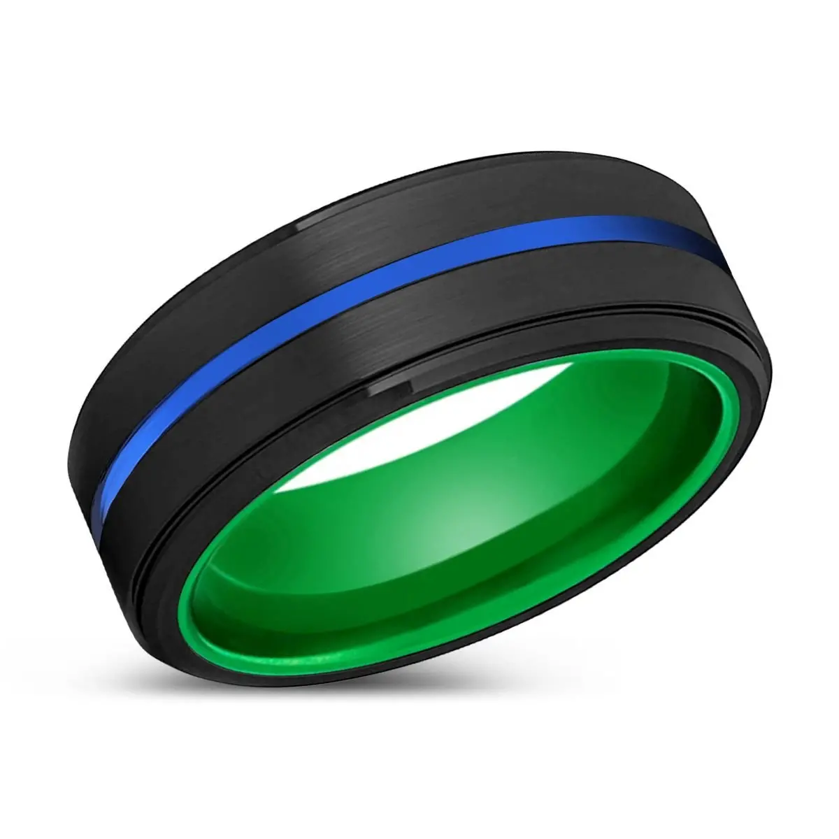 Halberd | Green Ring, Black Tungsten Ring, Blue Groove, Stepped Edge 2