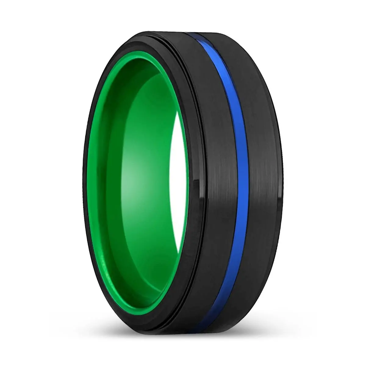 Halberd | Green Ring, Black Tungsten Ring, Blue Groove, Stepped Edge 1