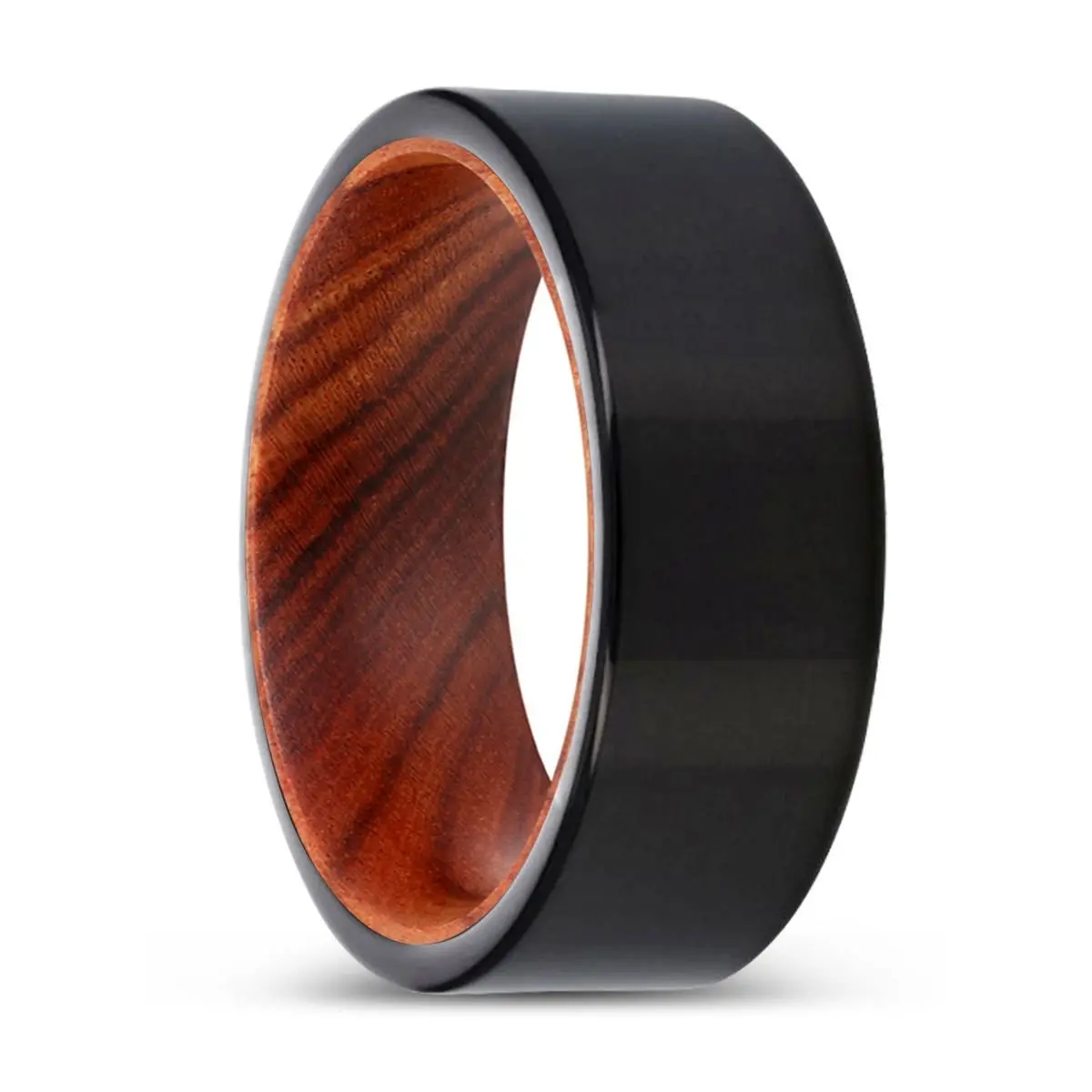 Hammers | Iron Wood, Black Tungsten Ring, Shiny, Flat 1