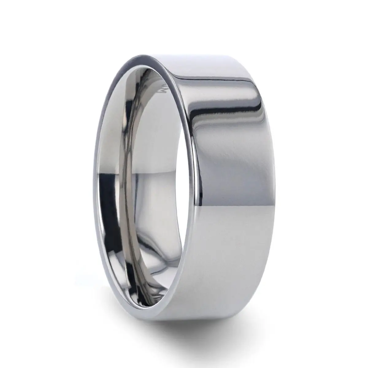 Hardy Polished Finish Flat Style Men’S Titanium Wedding Ring - 6Mm & 8Mm 1