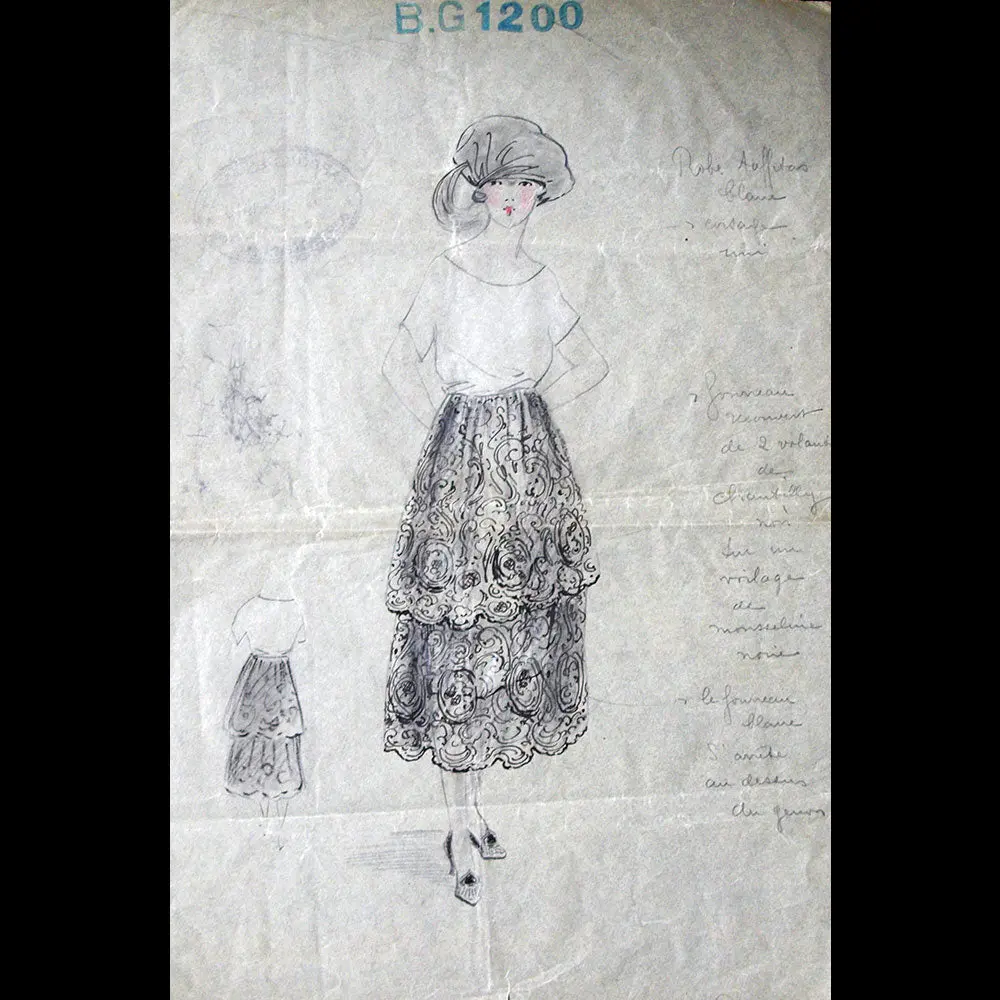 Harrods Buenos Aires - Dessin D'une Robe Dentelle Chantilly (1919) 1
