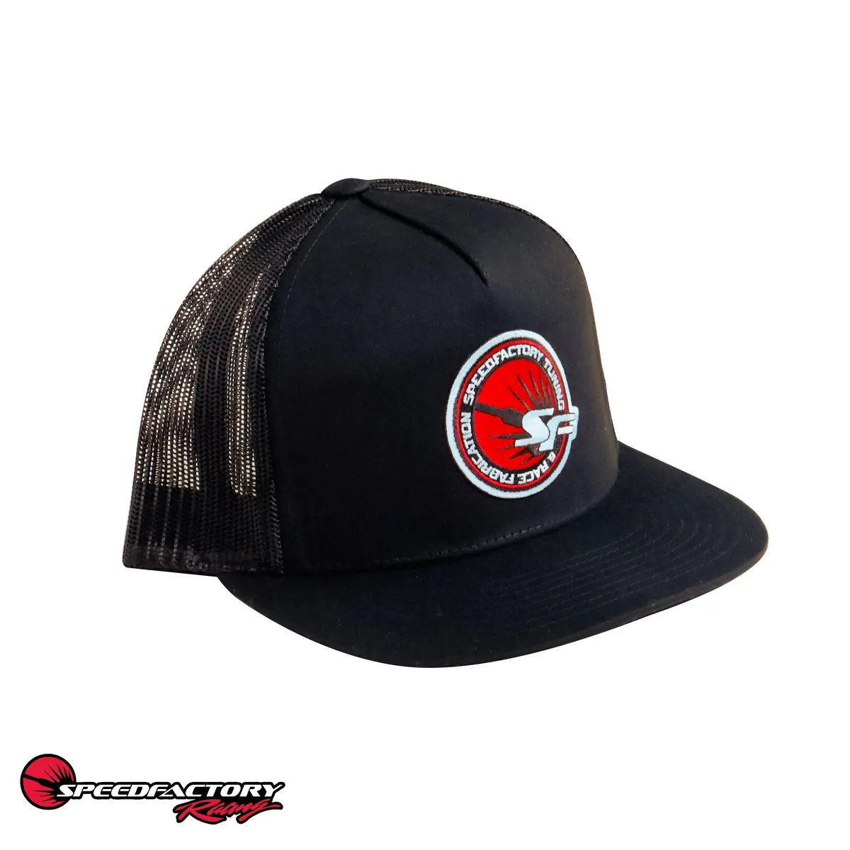 Speedfactory Racing Splash Patch Snap Back Trucker Hat - Black 1