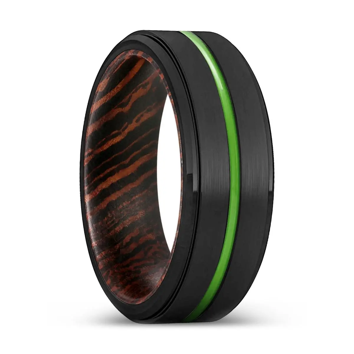 Hayward | Wenge Wood, Black Tungsten Ring, Green Groove, Stepped Edge 1