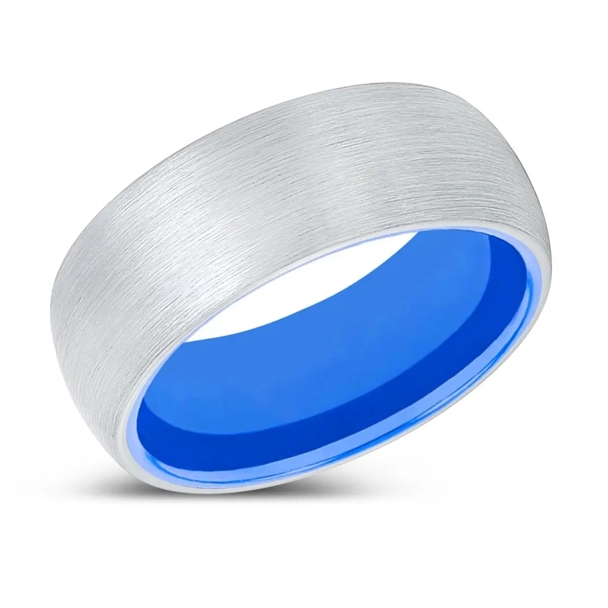 Headman | Blue Ring, White Tungsten Ring, Brushed, Domed 2