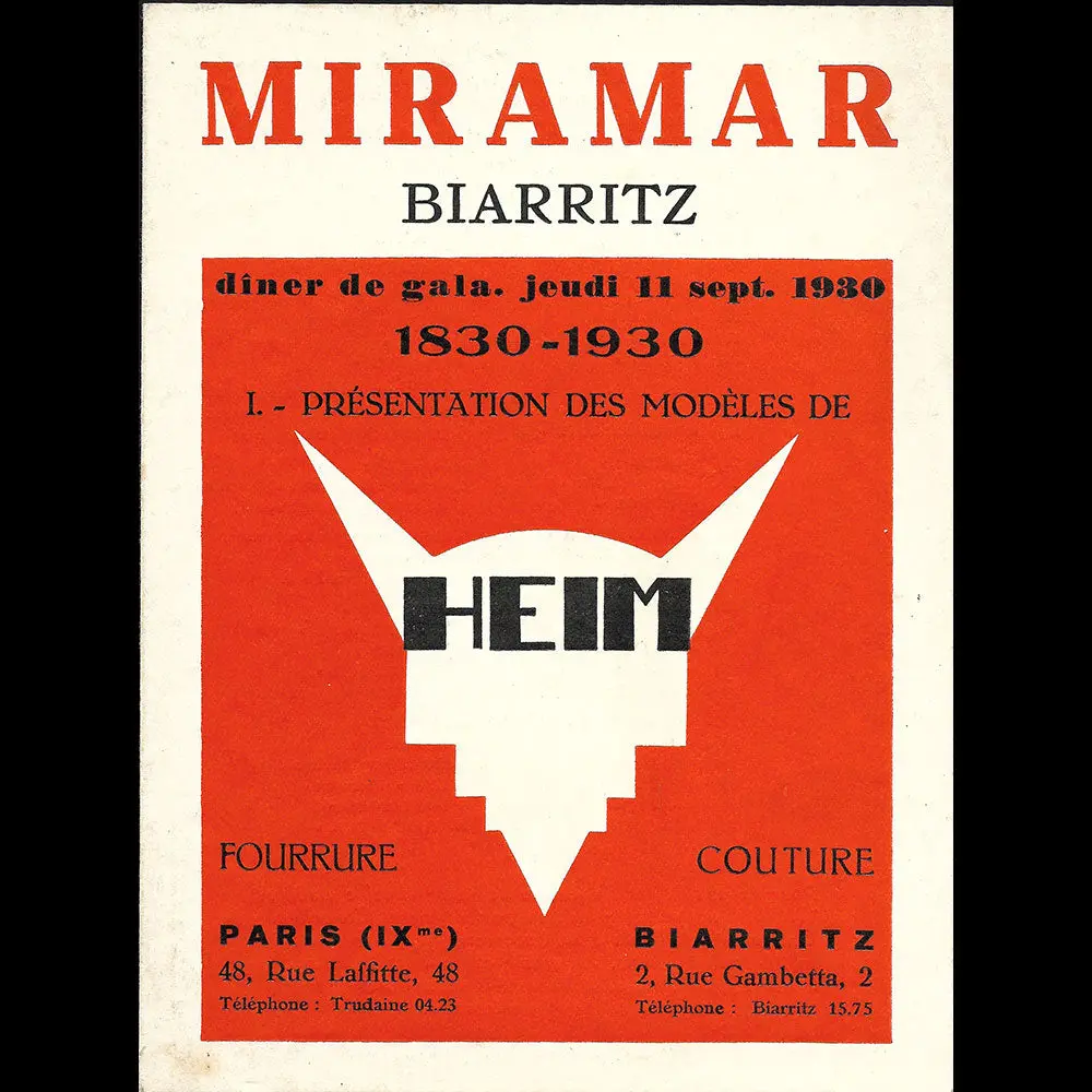 Heim - Programme Du Défilé De La Maison Jacques Heim À Biarritz (1930) 1