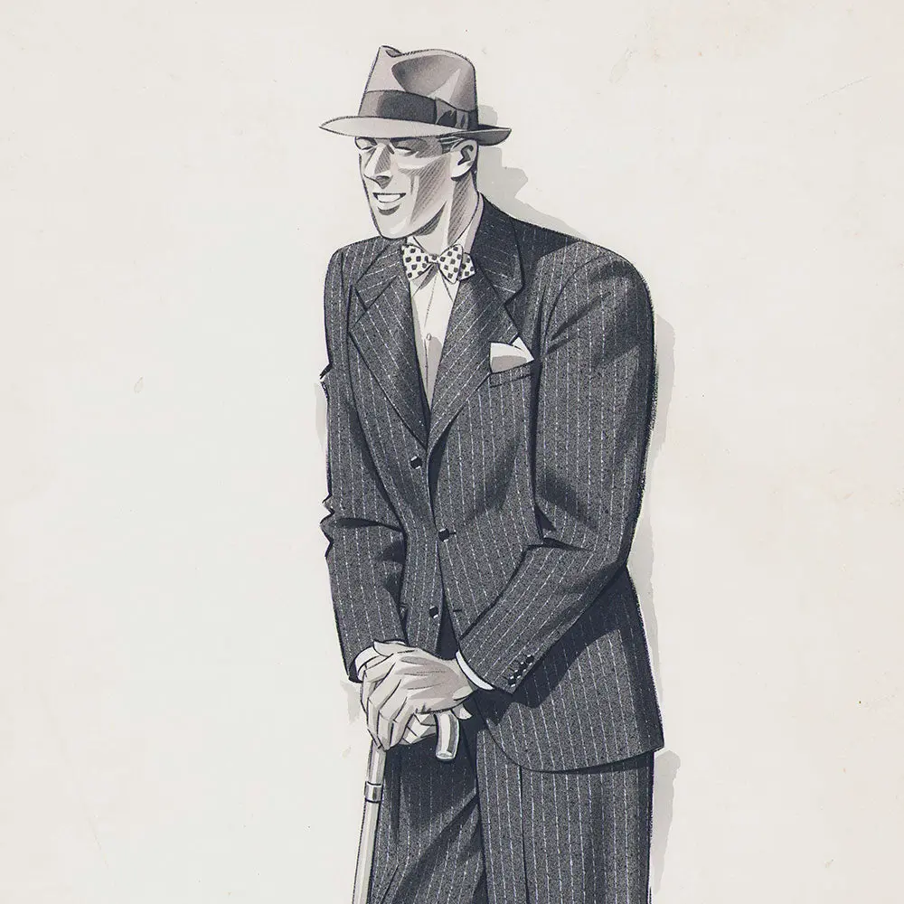 Marcel Hemjic - Elégant En Costume Rayé Et Noeud Papillon, Dessin Pour L'homme Moderne, Numéro Spécial De L'exposition Internationale Des Arts Et Techniques Dans La Vie Moderne (1937) 2