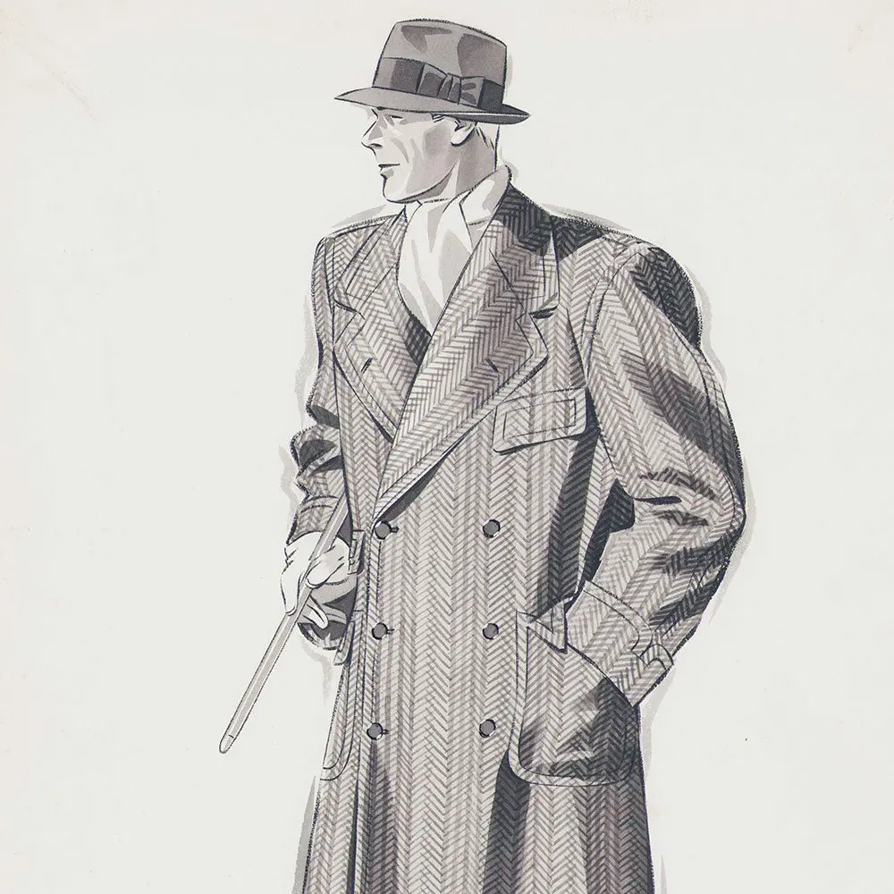 Marcel Hemjic - Elégant En Manteau Croisé, Dessin Pour L'homme Moderne, Numéro Spécial De L'exposition Internationale Des Arts Et Techniques Dans La Vie Moderne (1937) 2