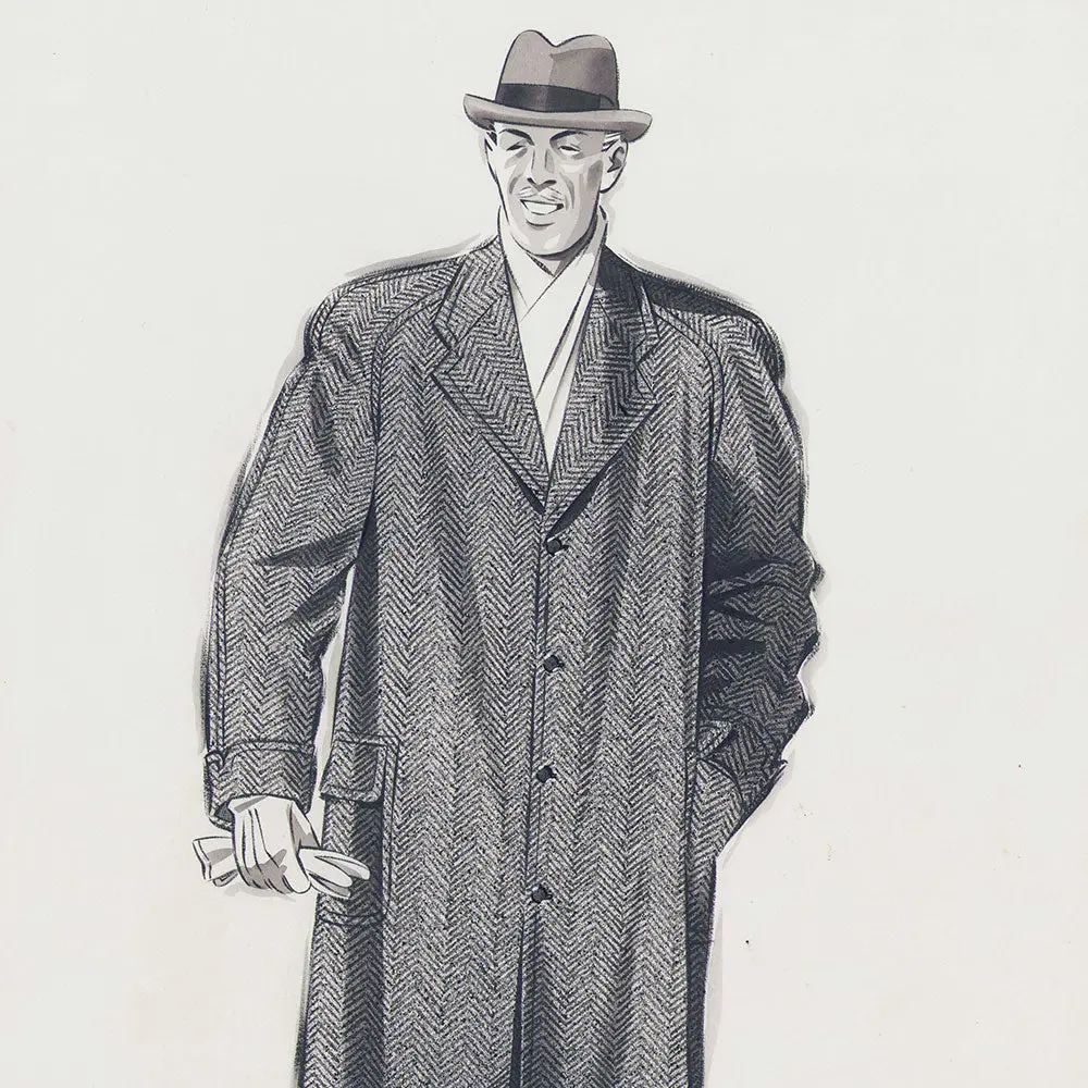 Marcel Hemjic - Elégant En Manteau Et Gants, Dessin Pour L'homme Moderne, Numéro Spécial De L'exposition Internationale Des Arts Et Techniques Dans La Vie Moderne (1937) 2